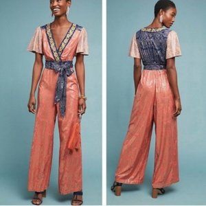 Anthropologie Akemi + Kim Sofia Metallic Jumpsuit